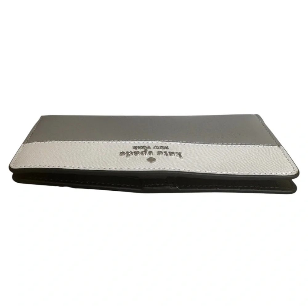 Kate Spade New York | Large Slim Bifold Leather Wallet in Nimbus Grey | NWT NEW